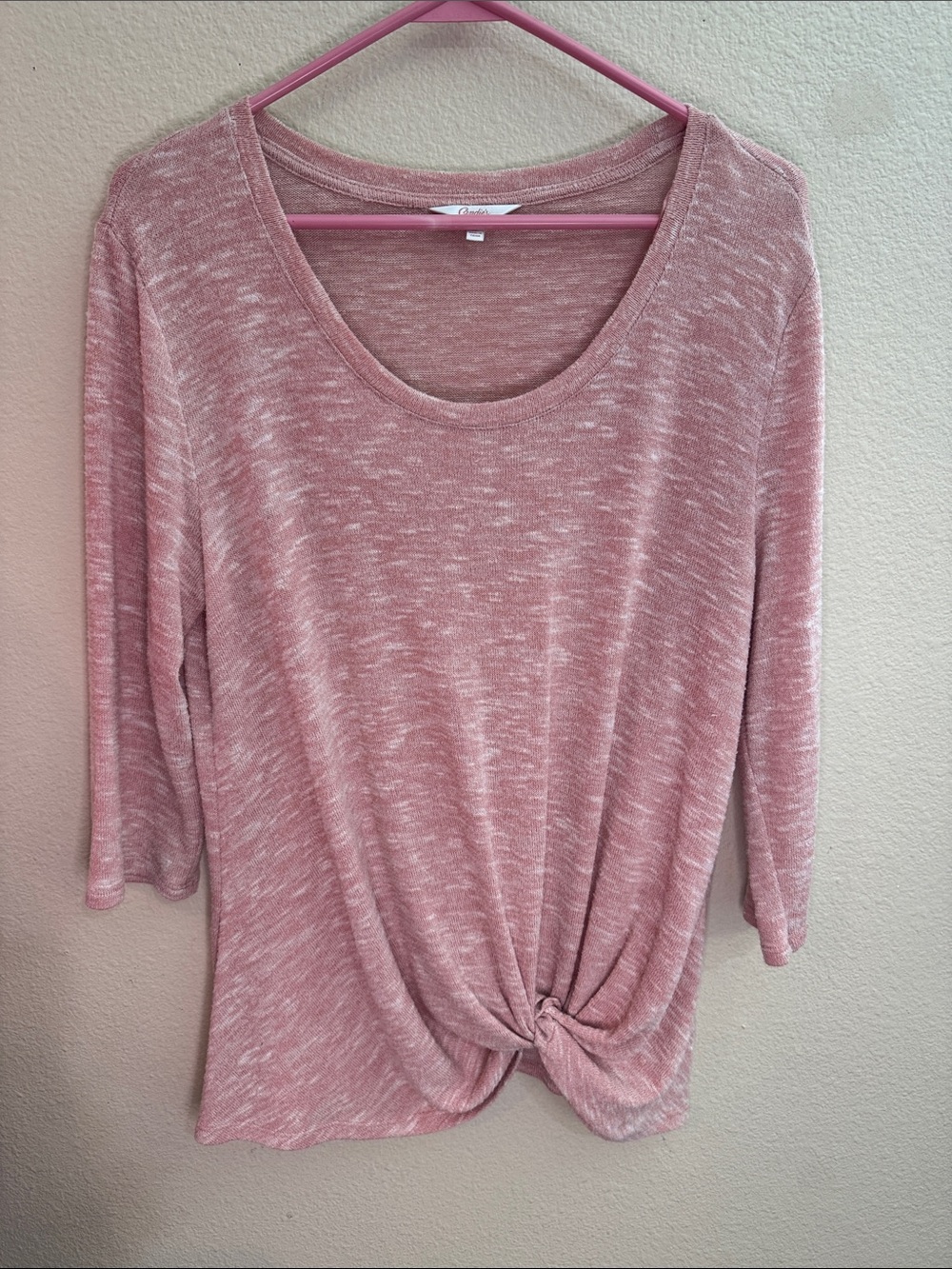 Candie's Heathered Dusty Rose Twist-Front Long Sleeve Top